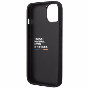 BMW BMHCP14S22NBCK iPhone 14 6.1 - melns ādas vāciņš ar oglekļa rakstu