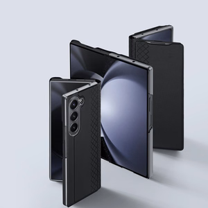 Dux Ducis Brill ādas apvalks Samsung Galaxy Z Fold 6 ar atvārumu un kartes nodalījumu - melns