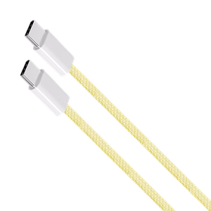 Krüger&Matz Basic USB-C–USB-C kabelis, 60 W, 1,5 m, dzeltens