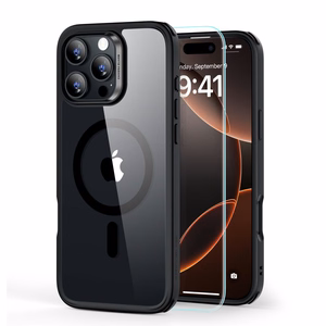 ESR Classic Hybrid Halolock Magnētiskais viedtālruņa apvalks + rūdītais stikls iPhone 16 Pro - caurspīdīgs ar melnu rāmi