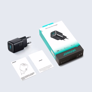 Joyroom JR-TG7 33W USB-A + USB-C sienas lādētājs ar 60W USB-C uz USB-C 1m kabeli melns