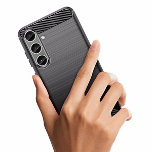 Apvalks Carbon apvalks Samsung Galaxy S24+ elastīgs silikona oglekļa vāks - melns