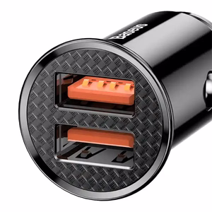 Baseus Circular automašīnas lādētājs 2x USB QC3.0, 30W, melns