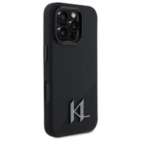 Karl Lagerfeld Silicone Shadow Metal Initial Magnētiskais iPhone 16 Pro viedtālruņa apvalks - melns