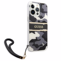 Guess GUHCP13XKCABBK iPhone 13 Pro Max 6.7" melns/melns cietais apvalks Camo Siksnas Kolekcija
