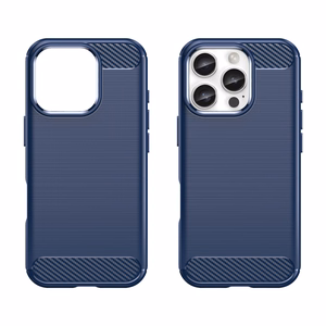 Carbon viedtālruņa apvalks iPhone 16 Pro Max silikona apvalks - zils