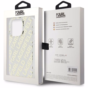 Karl Lagerfeld IML Fullover Logo viedtālruņa apvalks iPhone 15 Pro - zelta
