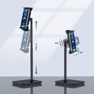 Acefast teleskopiskais tālruņa un planšetdatora turētājs (135–230 mm plats) galdam, 360° melns (E4 melns)