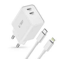 Tech-Protect C35W 2x USB-C PD 35W sienas lādētājs ar USB-C / Lightning kabeli - balts