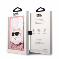 Karl Lagerfeld KLHCP14XLNCHCP iPhone 14 Pro Max 6.7" rozā/rozā kietais apvalks Glitter Choupette Head