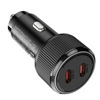 Automobiļa lādētājs Hoco 2 x USB C QC PD 50W NZ14B melns
