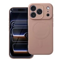 Silikona Magnētiskais viedtālruņa apvalks, savietojams ar MagSafe, iPhone 17 Pro, rozā