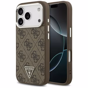 Guess Чехол для iPhone 17 Pro совместимый с MagSafe GUHMP17LP4TSRCMW (PU 4G W/Triangle Logo SL) коричневый