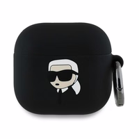 Karl Lagerfeld silikona Karl galvas 3D apvalks AirPods 4 - melna