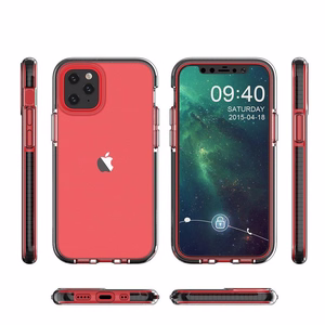 Spring Case прозрачный TPU гелевый защитный чехол с цветной рамкой для iPhone 13 Pro голубой