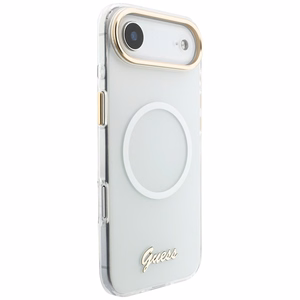 Guess IML Gradient Script Metal MagSafe Maciņš for iPhone Air - balts