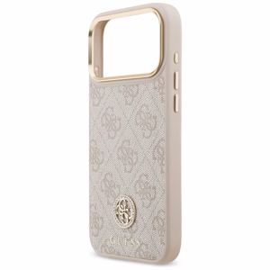 Guess 4G Strass Logo & Big Strap Metal Buttons MagSafe Case for iPhone 17 Pro Max - Pink