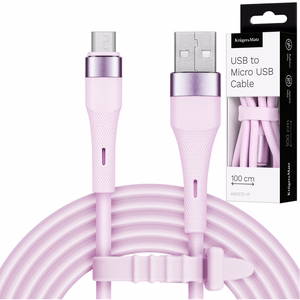 Kruger&Matz Basic USB–microUSB silikona kabelis, 1 m, rozā