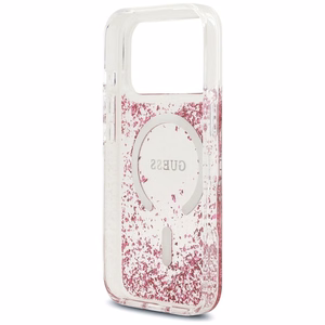 Guess Sveķu apakšas spīdīgs magnētiskais apvalks iPhone 17 Pro - rozā