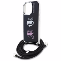 Karl Lagerfeld IML Crossbody Karl&Choupette Head Maciņš for iPhone 16 Pro Max - melns