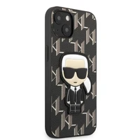 Karl Lagerfeld KLHCP13SPMNIKBK iPhone 13 mini 5.4" cietais apvalks melns/melns Monogramma Ikonik Plāksteris