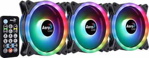 Aerocool DUO12PRO komplekts 3x ventilators 12 cm ARGB LED Dual Ring antivibracijas 6 kontakti melns