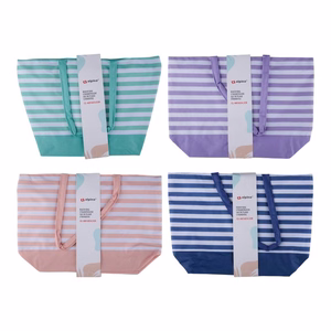 Alpina striped beach bag, 49.3 × 16 × 34 cm, apricot and white