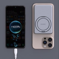 Dudao K28S 20W PD 5000mAh Portatīvais lādētājs ar Magnētisko funkciju un statīvu - sudraba