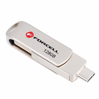 FORCELL F-DATA USB zibatmiņa Metal Duo 128GB USB3.2 Gen 1 (USB A / Type C) sudrabaina