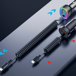 Joyroom ātrās uzlādes automašīnas lādētājs 4 in 1 PD, QC3.0, AFC, FCP ar Lightning kabeli 1.6m 57W melns (JR-CL20)