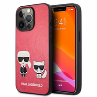 Karl Lagerfeld Ikonik Karl&Choupette apvalks iPhone 13 Pro / iPhone 13 - fuksijas krāsas apvalks