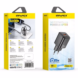 Lādētājs Awei PD66-EU 35W GaN USB-A/USB-C balts