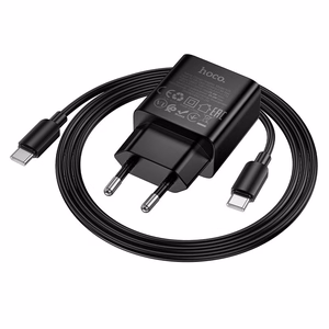 Phone charger Hoco USB C QC PD 25W + cable USB C to USB C N76 black