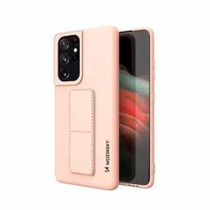 Wozinsky Kickstand Case silikona maciņš ar statīvu Samsung Galaxy S21 Ultra 5G rozā