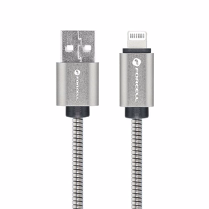 FORCELL F-ENERGY Metal C236 kabelis USB A uz Lightning 2,4A 12W 1 m sudraba