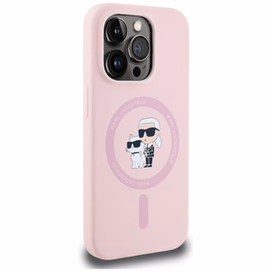 Karl Lagerfeld silikona Karl&Choupette Magnētiskais viedtālruņa apvalks iPhone 14 Pro Max - rozā