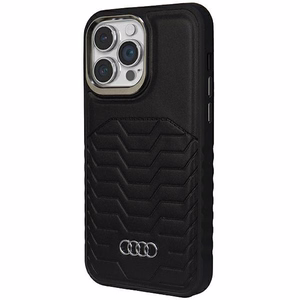 Audi Sintētiskās ādas viedtālruņa apvalks ar Magnētisko iPhone 15 Pro Max - melns