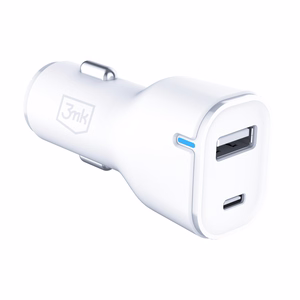 3mk auto lādētājs 20W PD 3.0 QC 3.0 USB 1A1C, balts