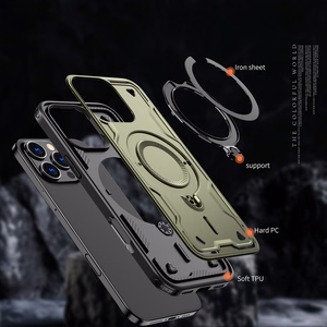 Hybrid Armor Trendy viedtālruņa apvalks ar MagSafe iPhone 16 Pro Max - zaļš