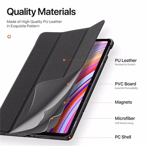 Dux Ducis Domo apvalks ar vāciņu un viedo miegu Xiaomi Redmi Pad Pro (4G/5G)/Poco Pad 12.1 - melns