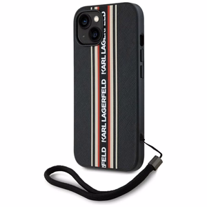 Karl Lagerfeld Saffiano Athleisure Stripes Cord viedtālruņa apvalks iPhone 15 - sarkans