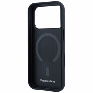 Mercedes MagSafe ādas maciņš ar gredzena statīvu, paredzēts iPhone 18 Pro / 17 Pro, melns