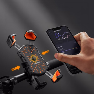 Rockbros HW-117 ar skavu stiprināms tālruņa turētājs velosipēda stūrei – melns un oranžs