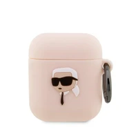 Karl Lagerfeld KLA2RUNIKP AirPods 1/2 vāciņš silikons rozā Karl Head 3D