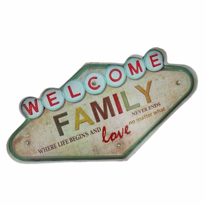RETRO metāla izkārtne LED Welcome Family Forever Light