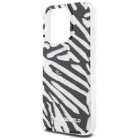 Karl Lagerfeld IML Zebra Pattern & Cord viedtālruņa apvalks iPhone 15 Pro - melns