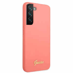 Guess GUHCS22MLSLMGFU S22+ S906 фуксия/фуксия жёсткий чехол Silicone Script Metal Logo