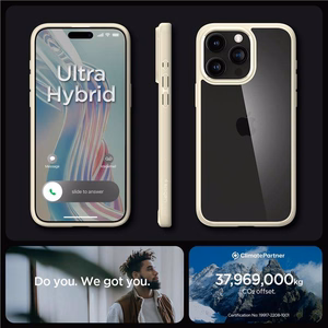 Spigen Crystal Hybrid viedtālruņa apvalks iPhone 15 Pro Max - caurspīdīgi bēšs