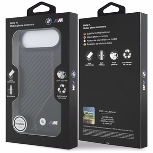 BMW M Carbon Line & Logo Magnētiskais viedtālruņa apvalks iPhone Air - sarkans