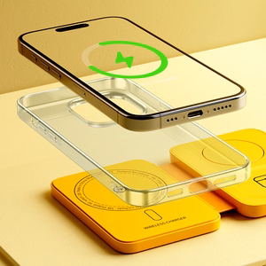 WEKOME WP-U172 salokāma 3-in-1 bezvadu uzlādes stacija ar spoguli iPhone, Apple Watch un AirPods, saderīga ar MagSafe, 15 W, dzeltena